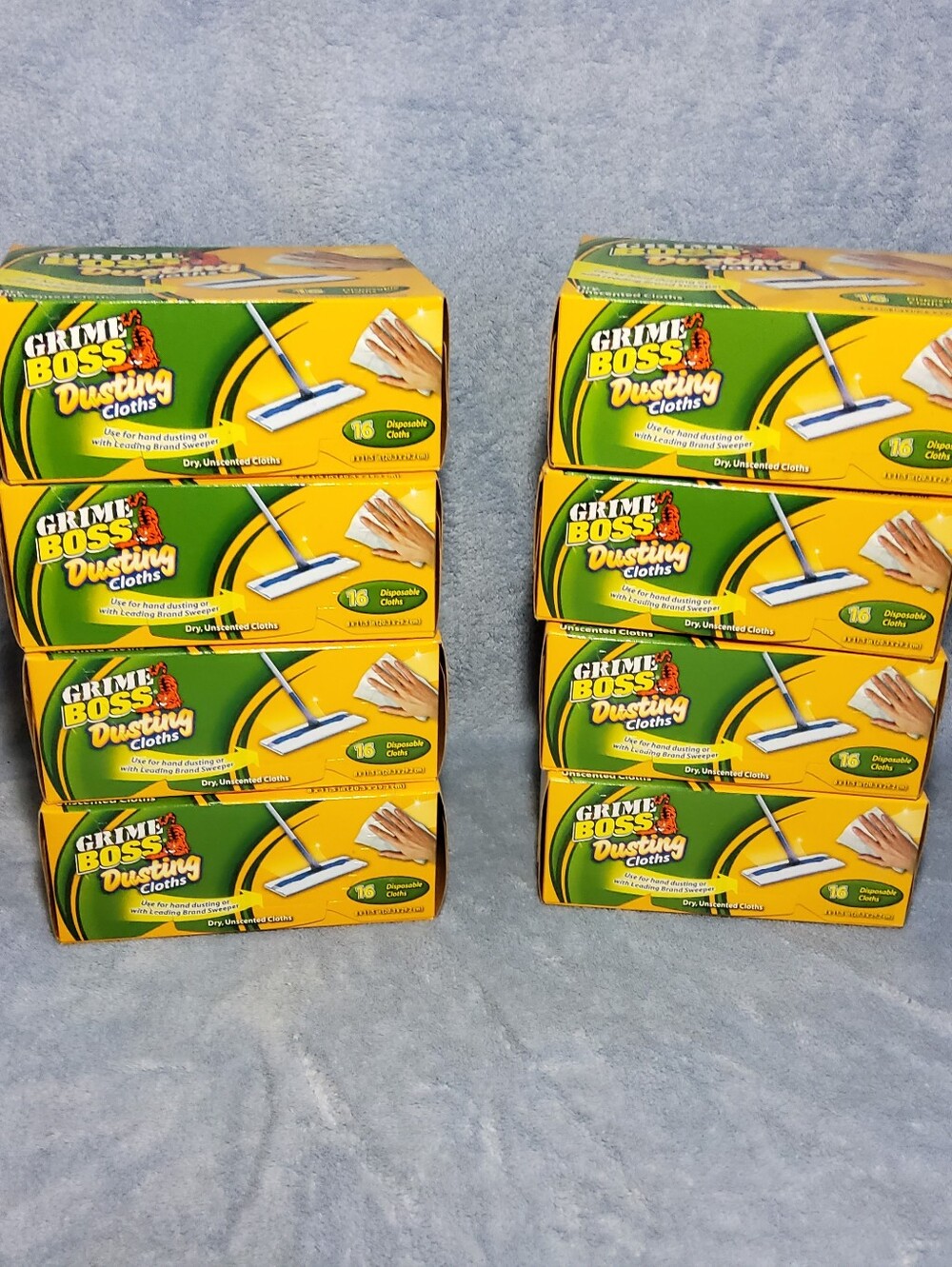 (8) Grime Boss Dusting Cloths 16 Count Dry Unscented Disposable Sweeper Refills